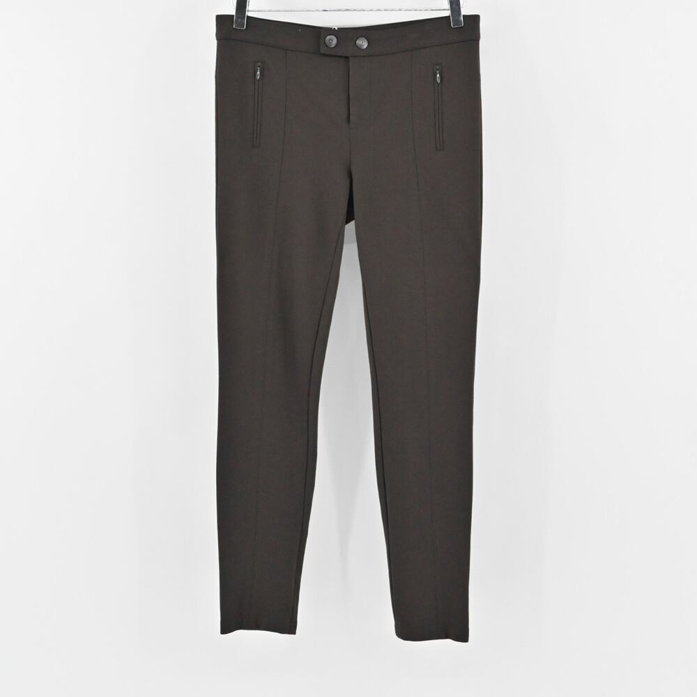 VINCE Pants Womens‎ Size 6 Front Seam Ponte Solid Brown Skinny Leg Zip Pockets